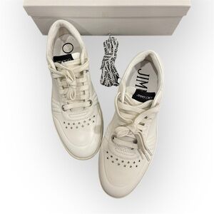 Jimmy Choo Hawaii Leather White Low Top Sneaker Size 38